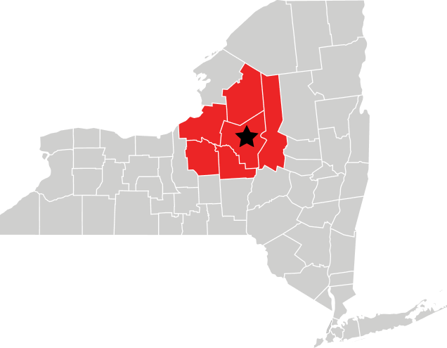Map of central New York representing service area for a home inspection